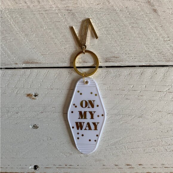 On My Way White Motel Keychain Key Tag | Acrylic - Picture 7 of 8